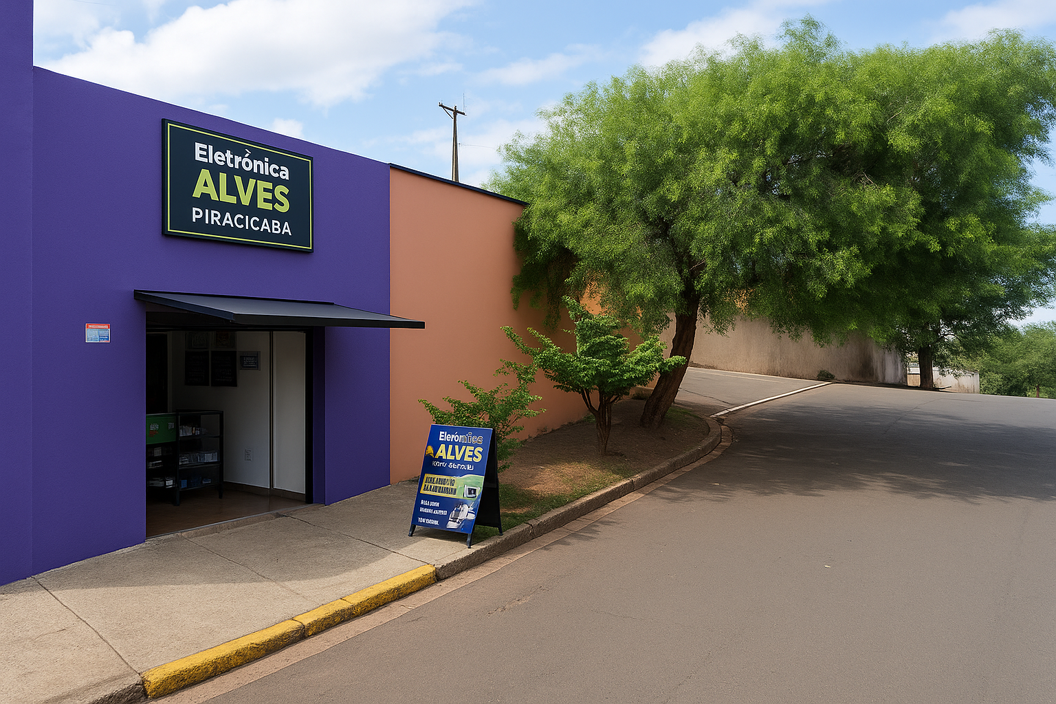 Fachada da Eletrônica Alves em Piracicaba